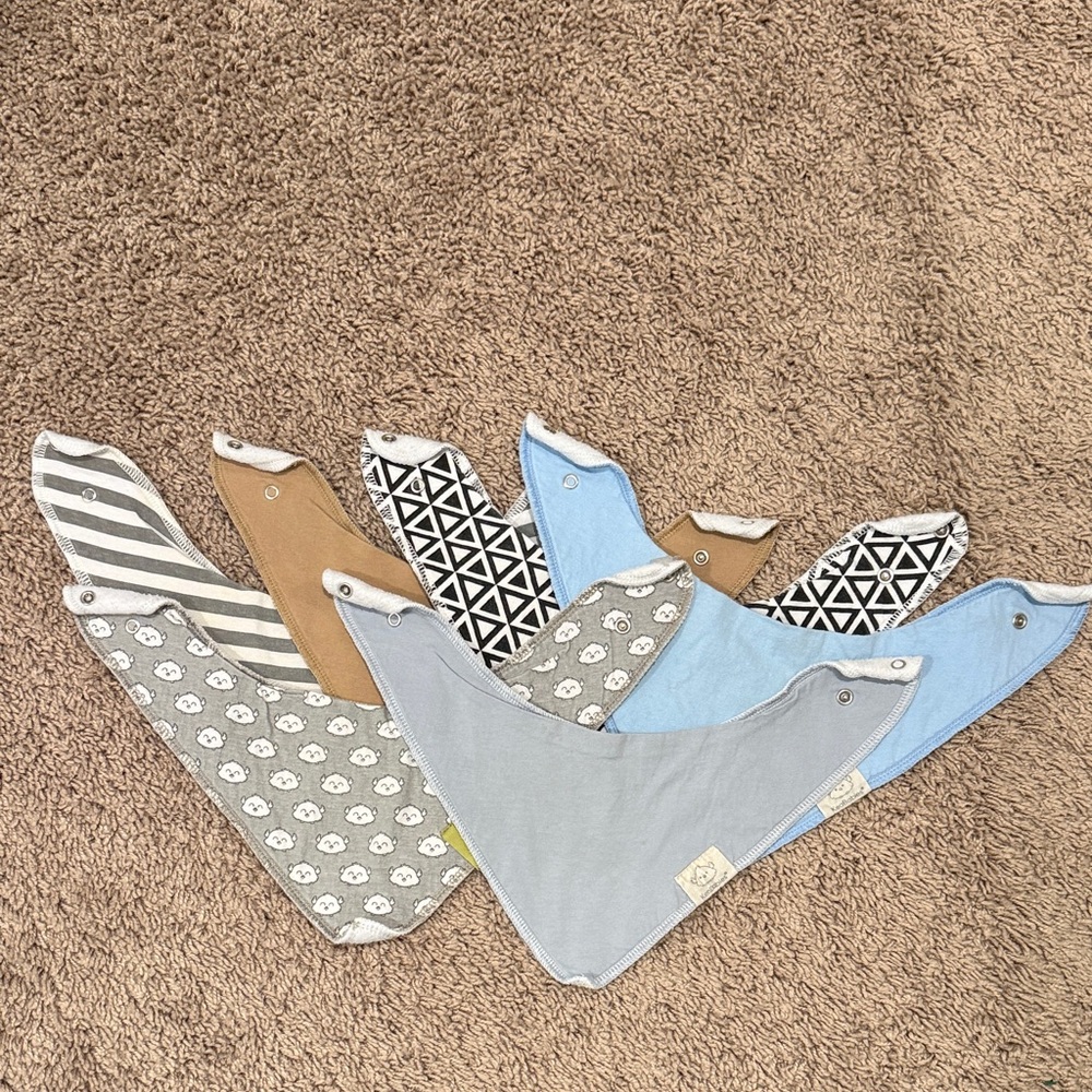 Stylish Blue and Gray Bandana Bibs Set of 6!